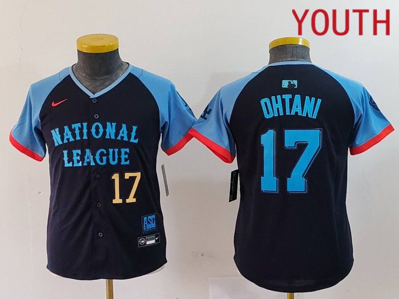 Youth Los Angeles Dodgers #17 Ohtani Blue All star 2024 Nike MLB Jersey style 2